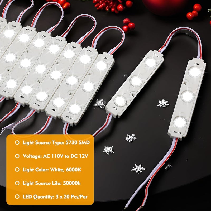 Dcocdeely 120 Pcs LED Module Replacement Lights for Inflatables, White 6500K 5730 SMD 150LM Per LED Module Christmas Inflatables Light for Letter Sign with Tape Adhesive Backside (120) - Image 2